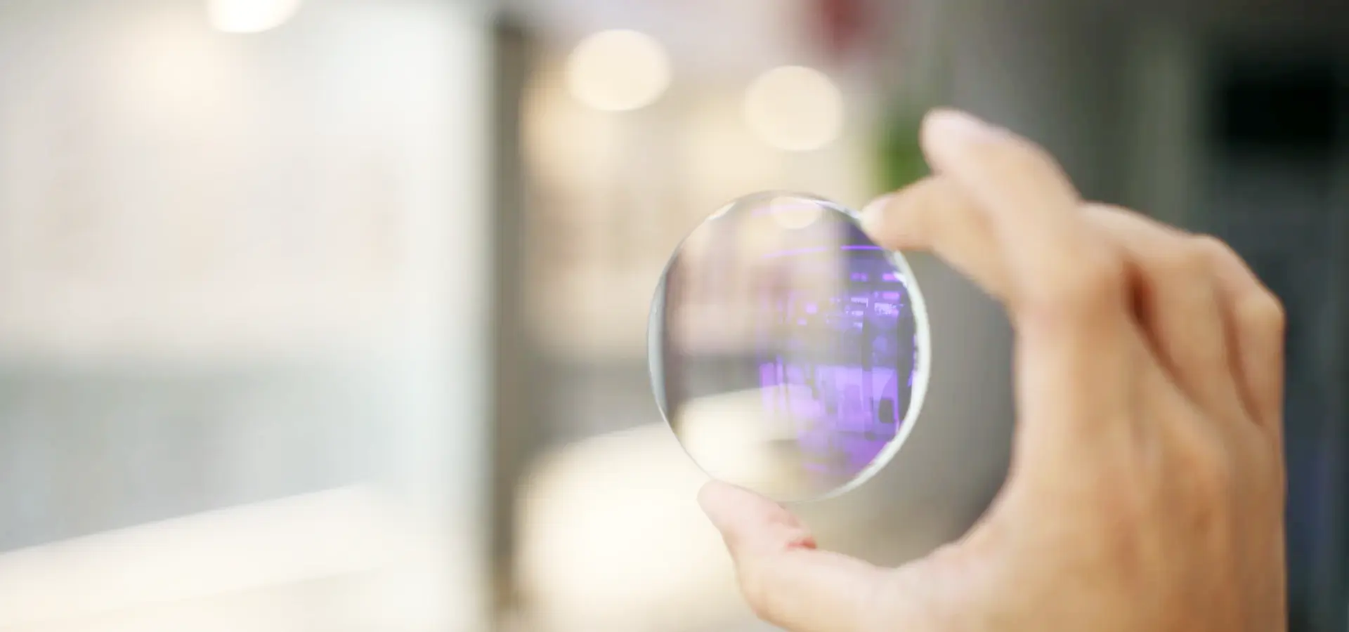 Close-up of premium spectacle lenses on display at Eyecare Concepts